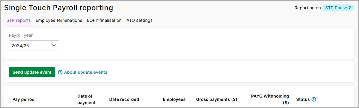 Example STP reporting centre