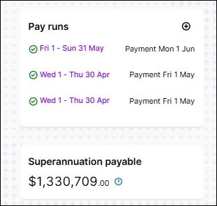 Pay runs and superannuation payable