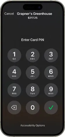 Screenshot of iPhone number pad used for PIN on glass