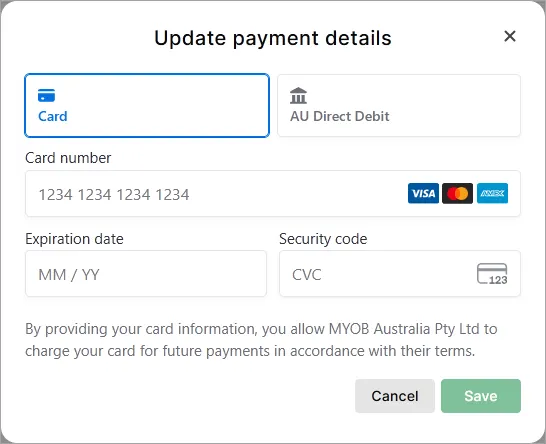 Change payment method options