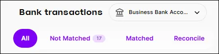 All, Not Matched, Matched and Reconcile tabs
