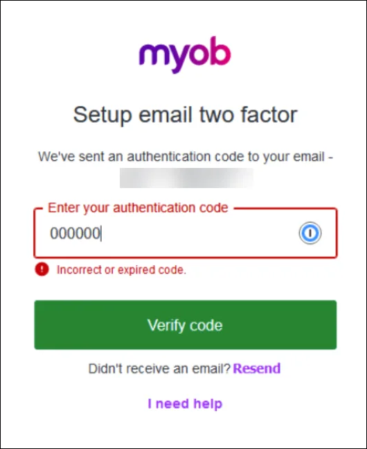 Incorrect or expired code for email 2FA