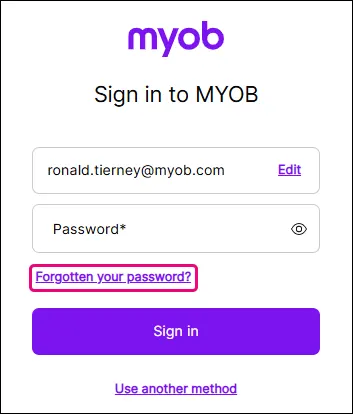 Sign in prompt with forgotten your password link highlighted