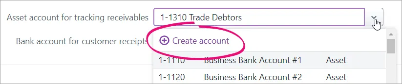 Create account shortcut on linked accounts dropdown