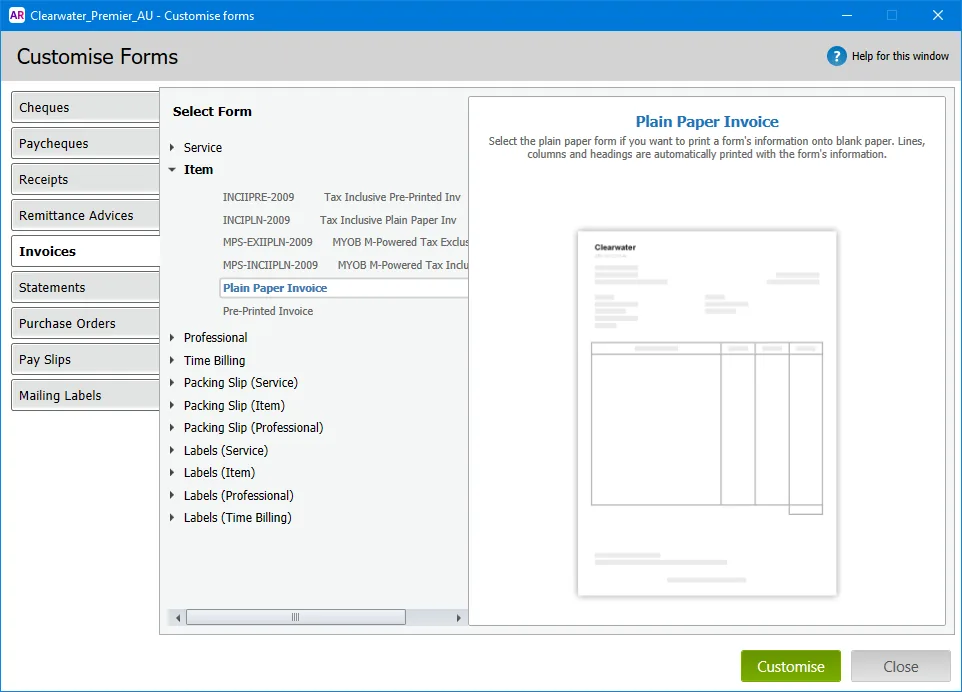 Customise forms