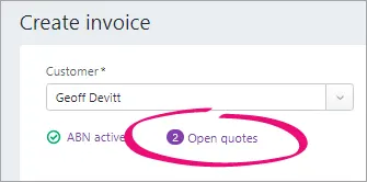 Open quotes notification highlighted