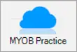 A blue cloud icon above the text MYOB Practice