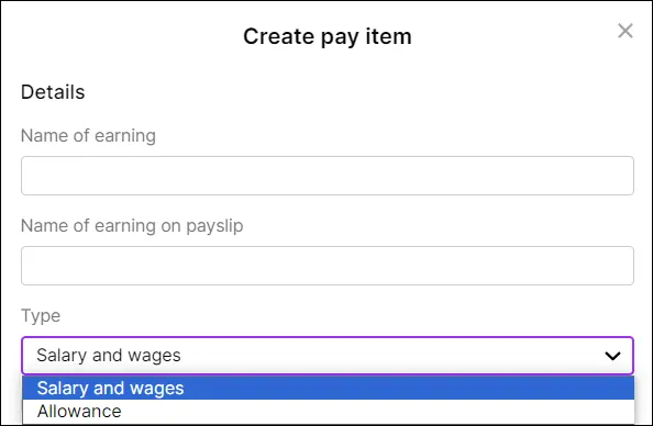 Earnings types in MYOB Business