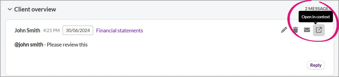 Arrow icon pointing diagonally to the top right at the top of the Client overview section