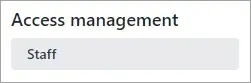 Staff menu option in the Access management menu section