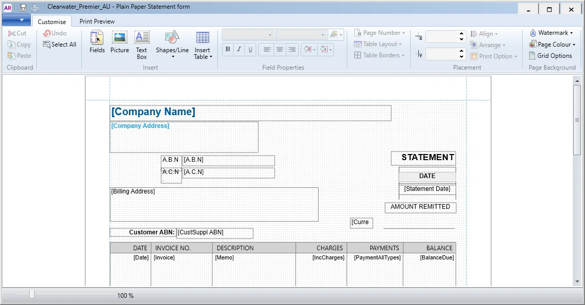 Typed Statement Format Personalising statements
