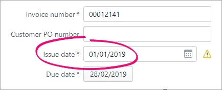 Original transaction date used as issue date on invoice
