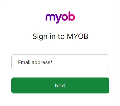 sign in to MYOB