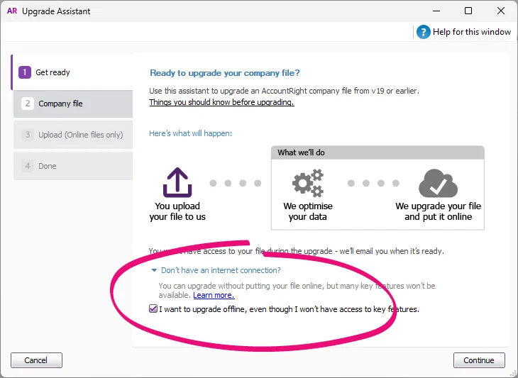 Upgrade assistant offline upgrade