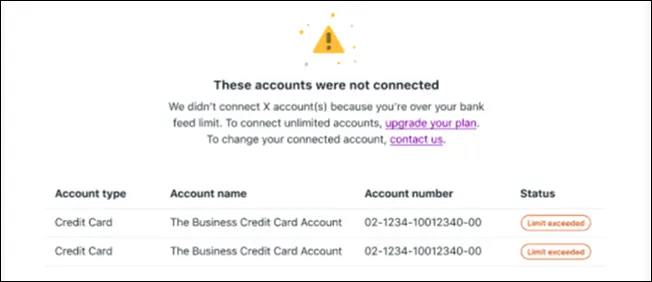 Bank Error Bank feeds connection errors