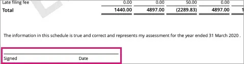 Empty Signed and Date section highlighted