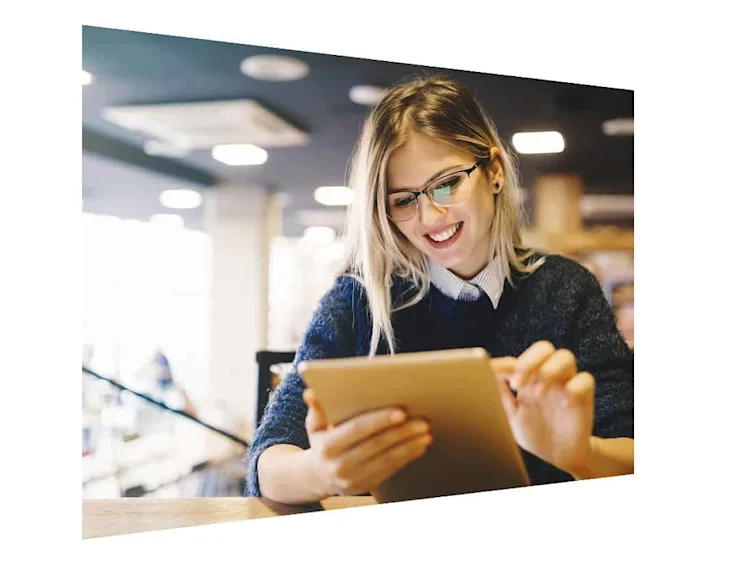 Student reading eBook