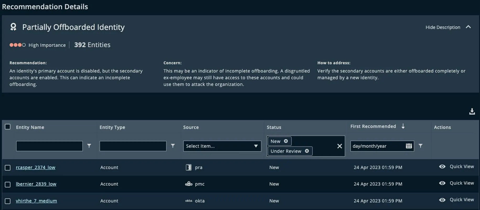 Orphaned Account Detection Partially Revoked Identity