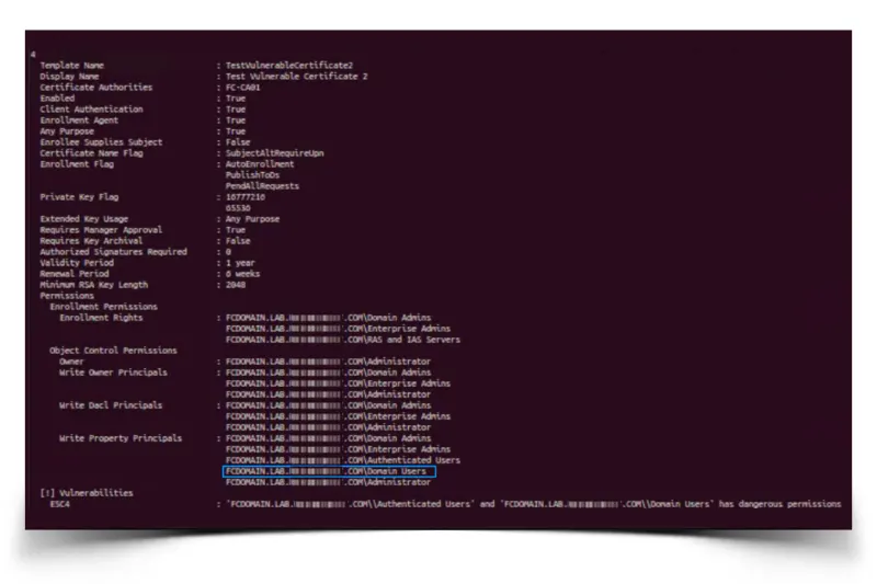 ESC4 vulnerable domain users 1