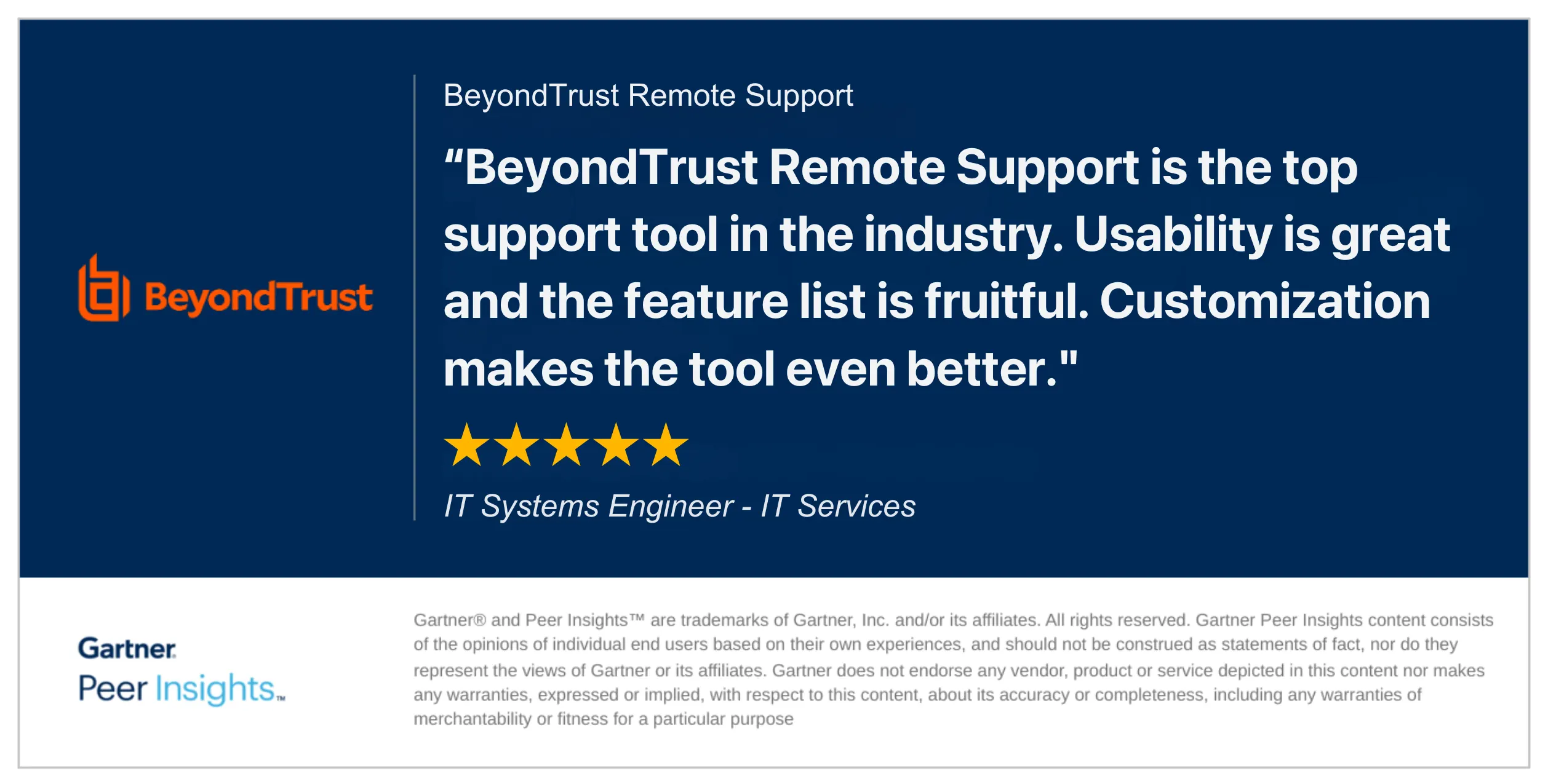 Peer Insights Review 1 Top Remote Support Tool in the Industry