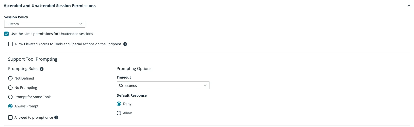 User accounts edit session permissions