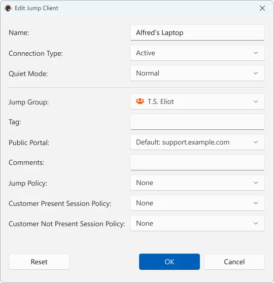 Edit Jump Client Win11