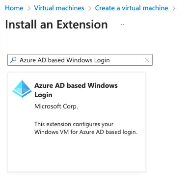 VM extension for Entra ID based Windows Login