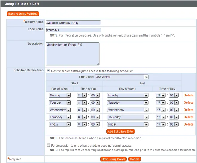 Jump Client Schedules