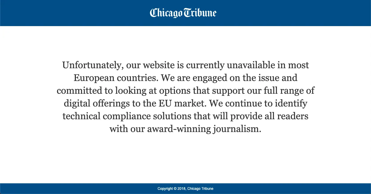 Chicago Tribune Gdpr Notice Screenshot