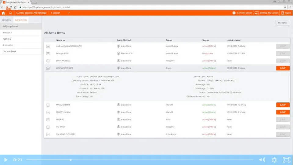 Web representative console
