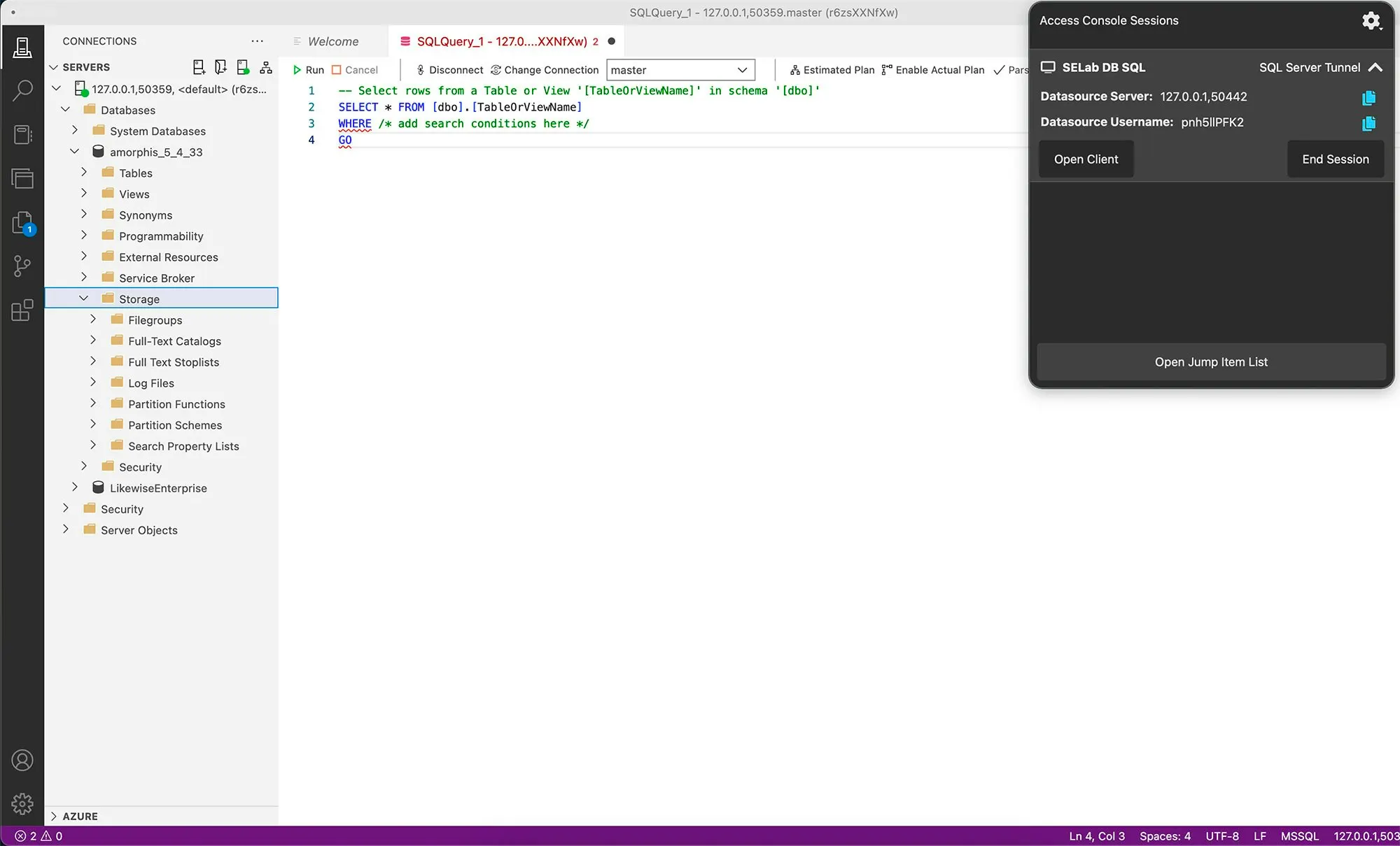 Infrastructure access screenshot