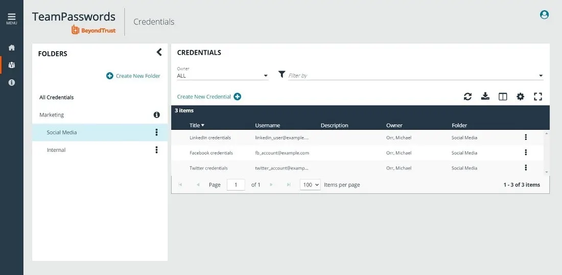 Team Passwords Management Folders