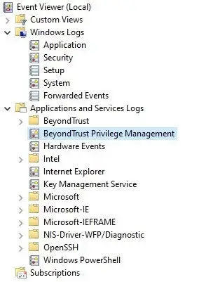 Privilege Management Custom Event Log