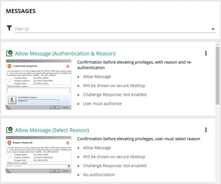Web Policy Editor Messaging