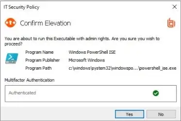 Privilege Management Windows Message Successful Authentication