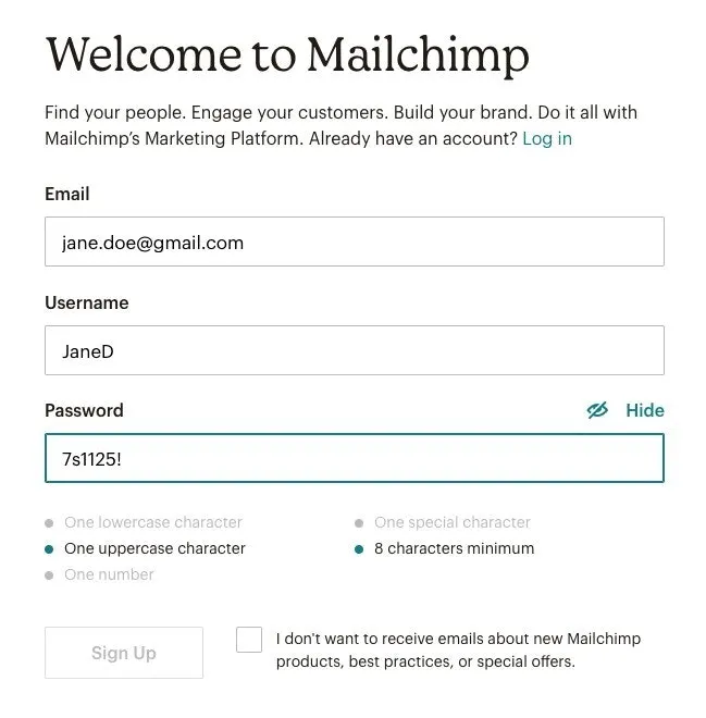 Mailchimp Sign Up Form