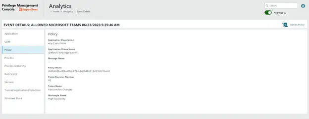 Policy View events in Analytics V2