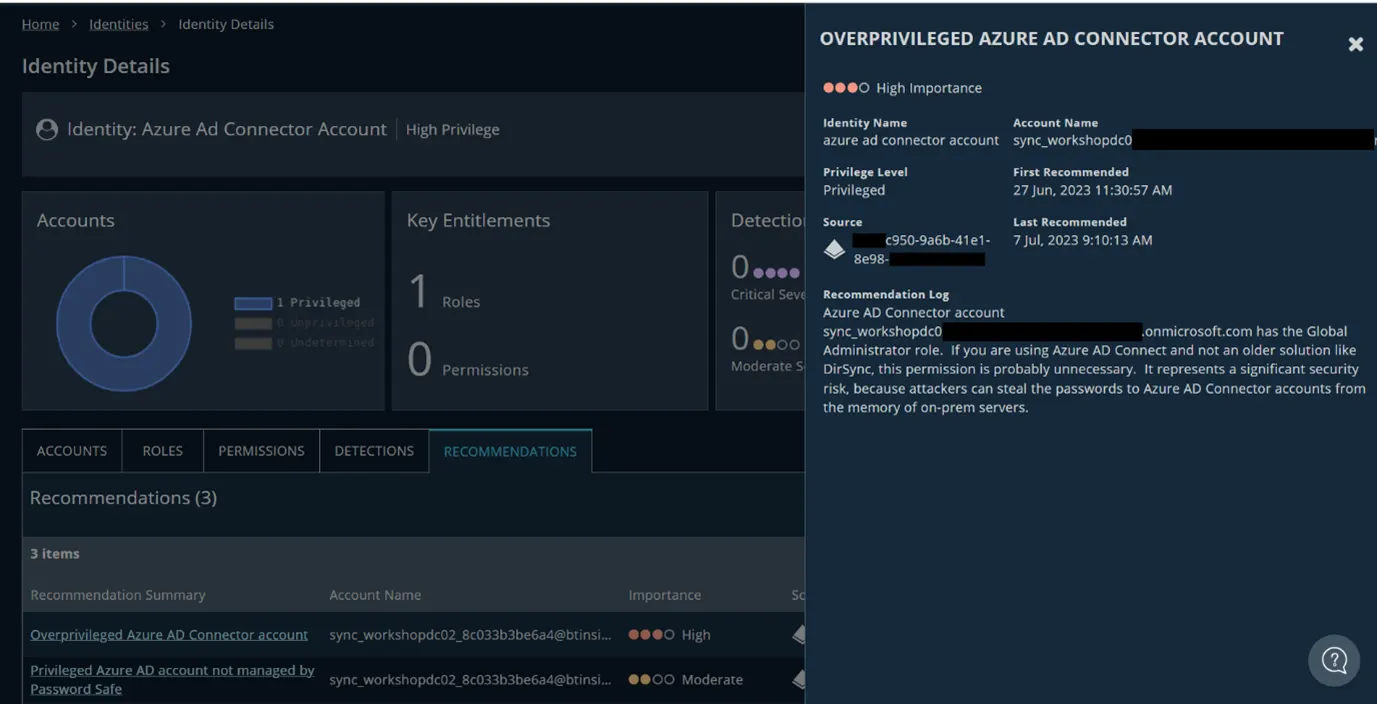 Overprivileged Azure AD Connector creates hybrid threat path