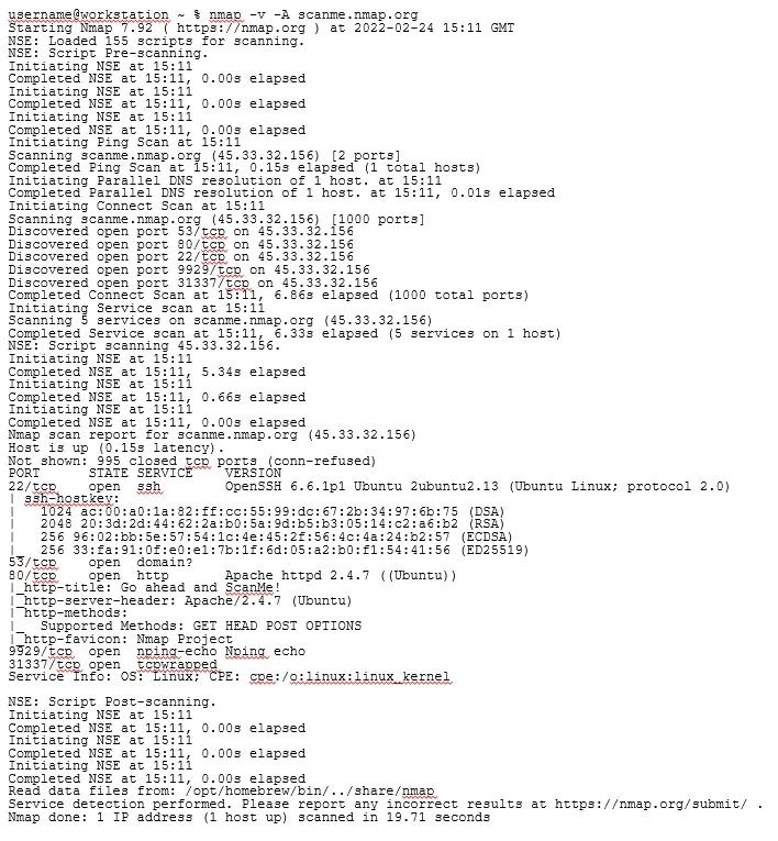 Nmap Output For Nmap Test Target