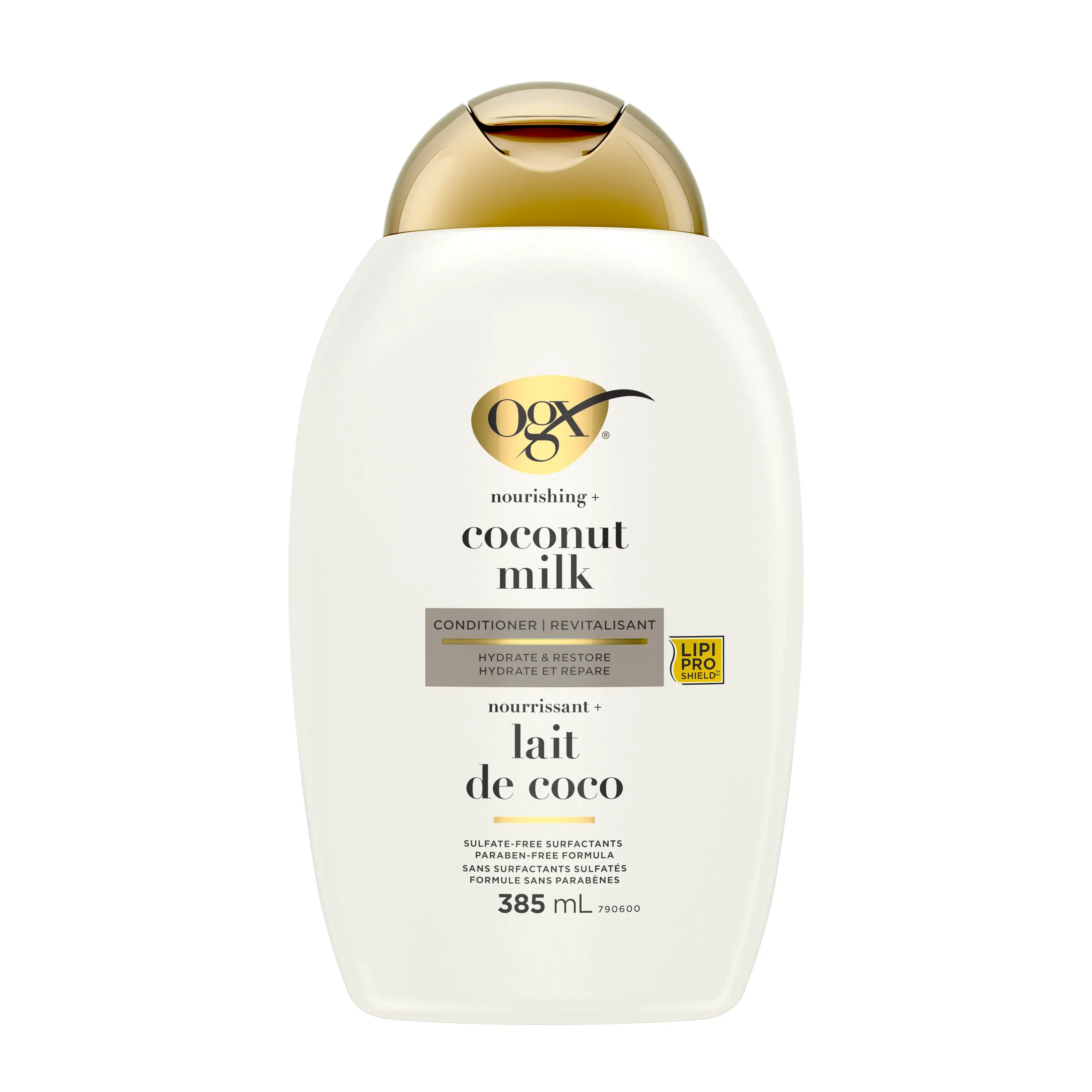 Front shot of OGX® Nourishing + Coconut Milk Conditioner, 385 mL bottle