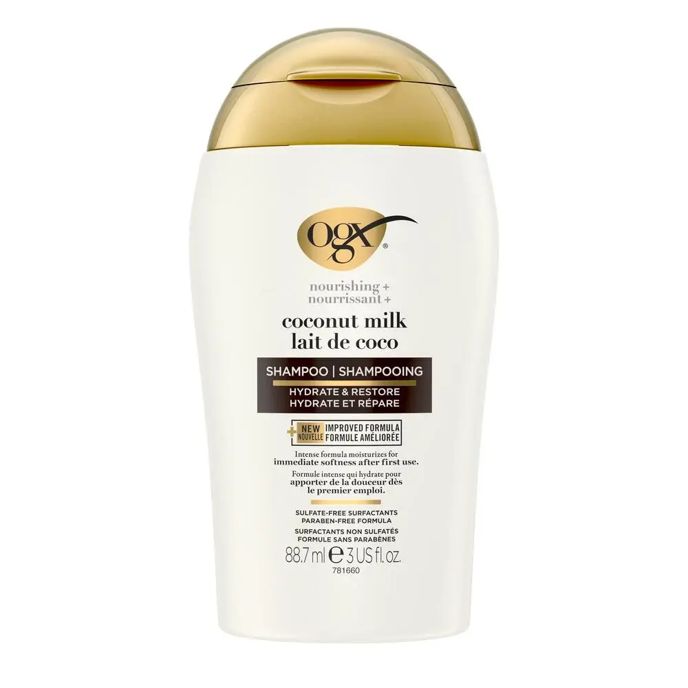 Front shot of OGX® Nourishing+ Coconut Milk Shampoo, 88.7 mL bottle
