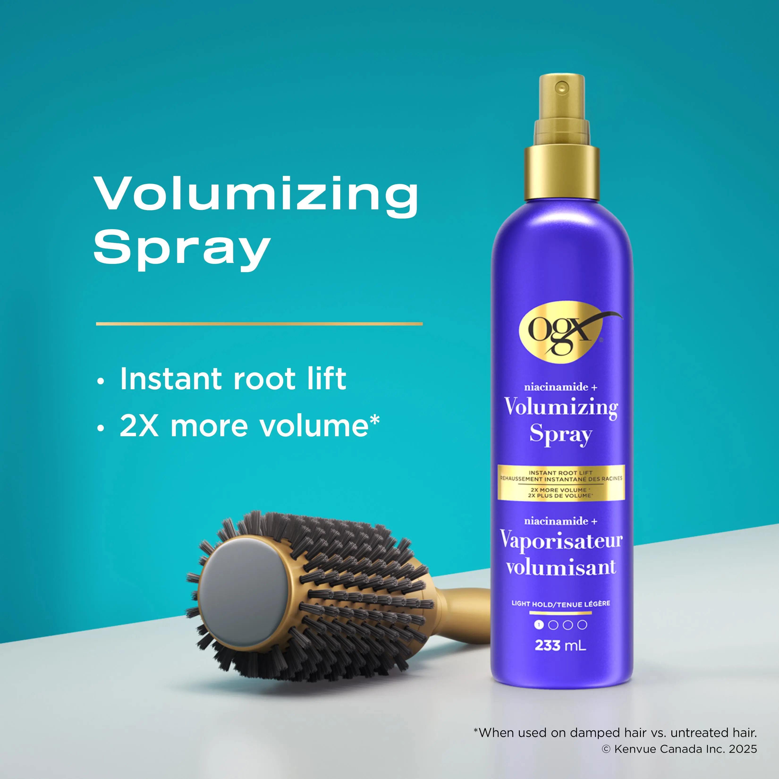 Enhanced digital image of OGX® Niacinamide + Volumizing Spray 233mL spray bottle