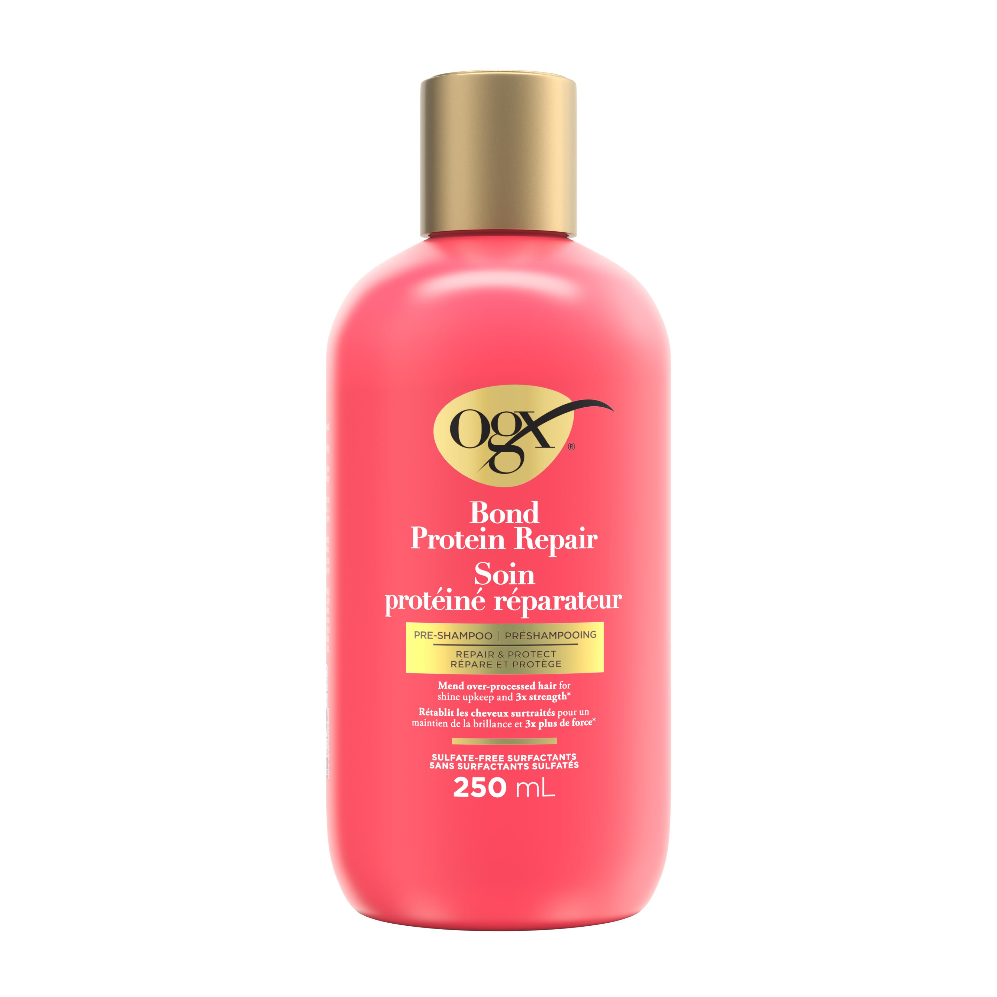 Vue avant du préshampooing Soin protéiné réparateur OGX®,bouteille de 250 mL