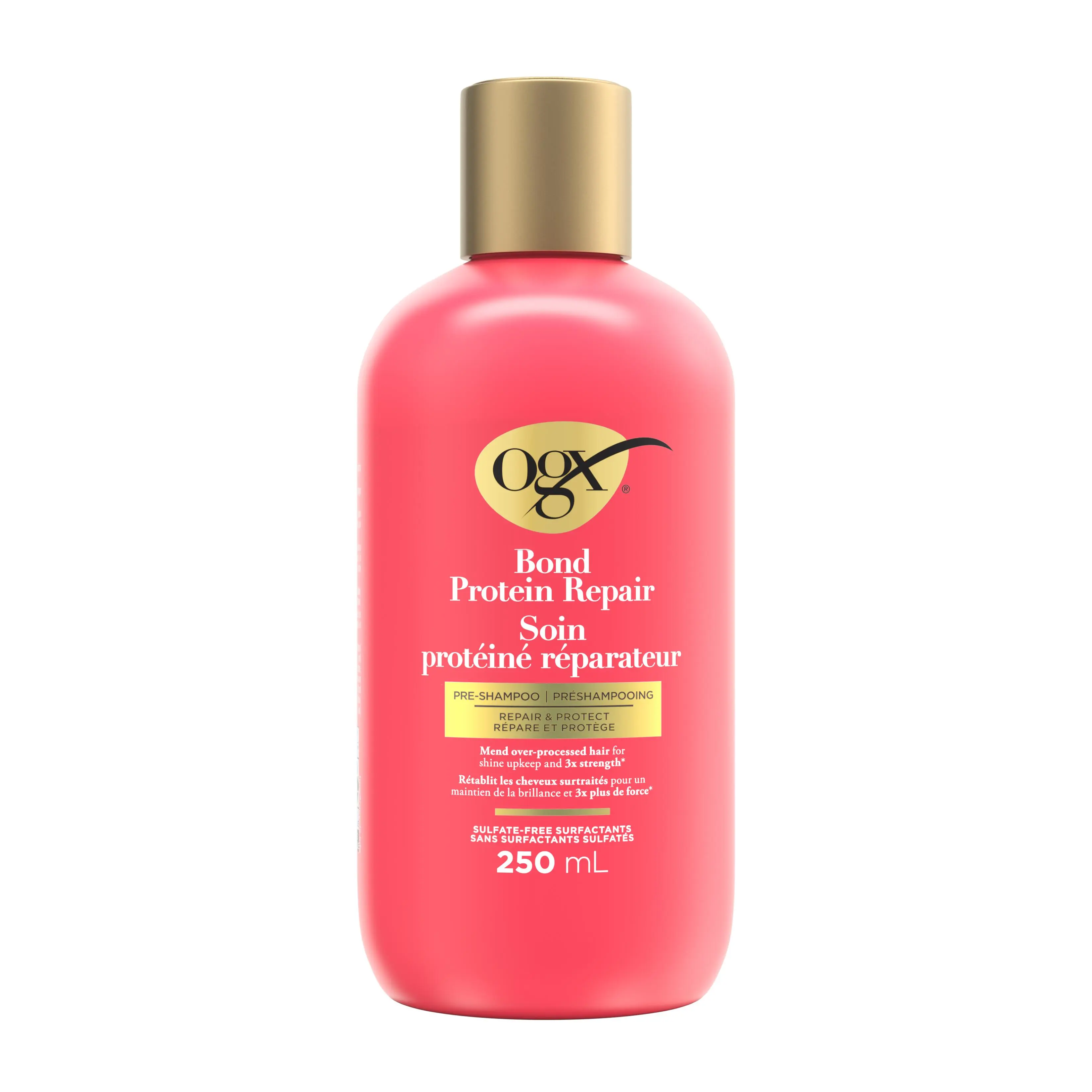 Vue avant du préshampooing Soin protéiné réparateur OGX®,bouteille de 250 mL
