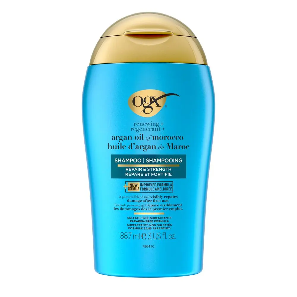 Front shot of OGX® Renewing+ Argan Oil of Morocco Shampoo, 88.7mL, squeeze tube