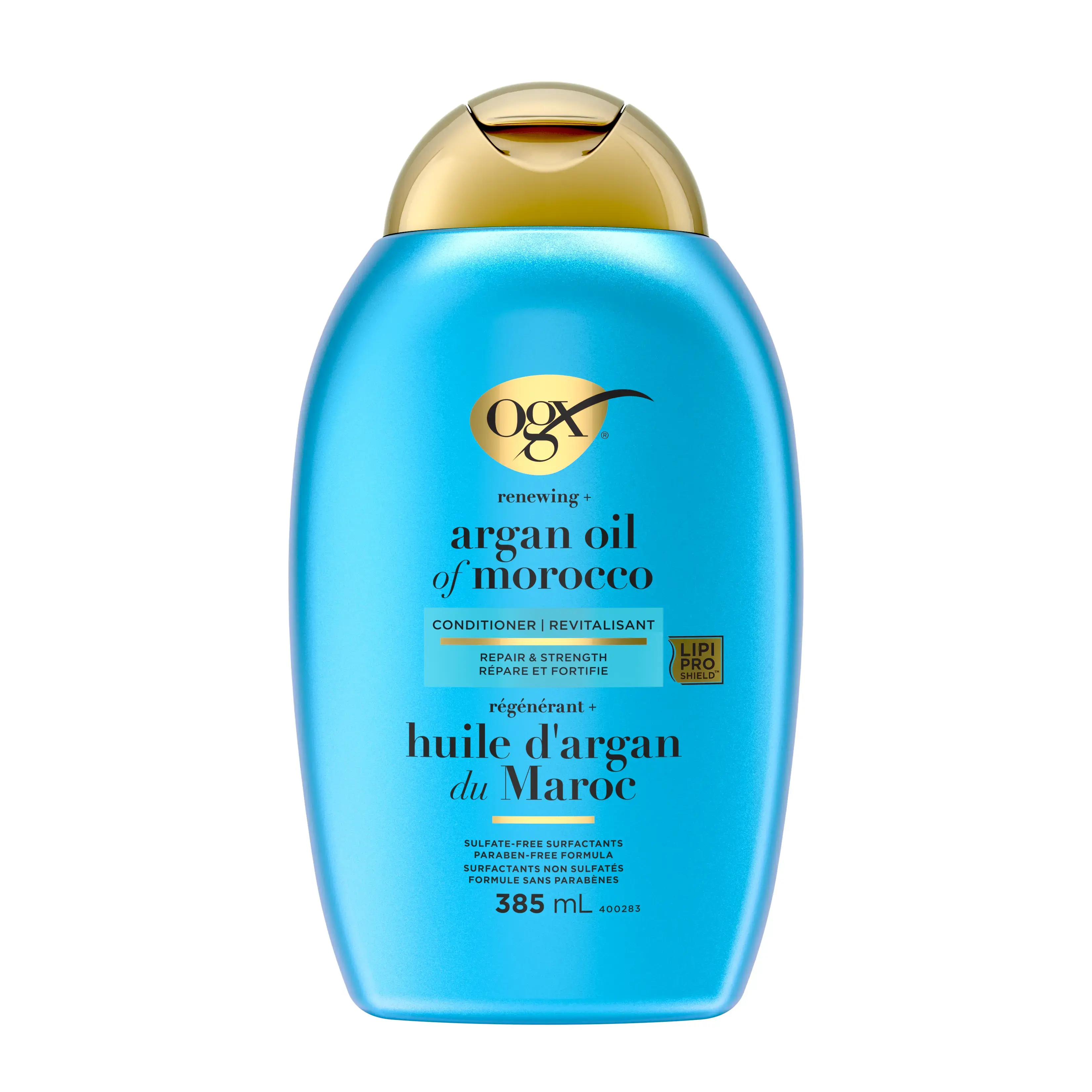 Front shot of OGX® Renewing+ Argan Oil of Morocco Conditioner, 385mL, squeeze bottle