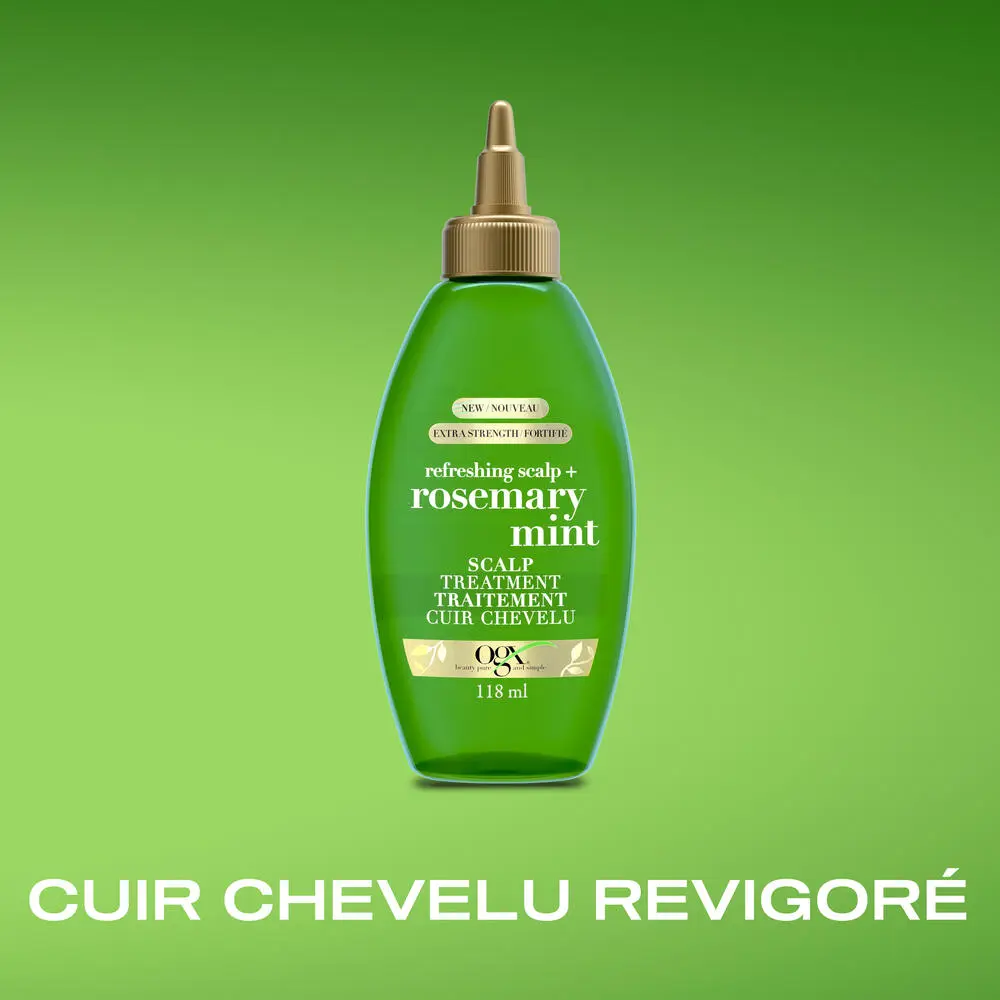 Vue avant du Soin cuir chevelu extra fort romarin et menthe OGX®. 118 mL
