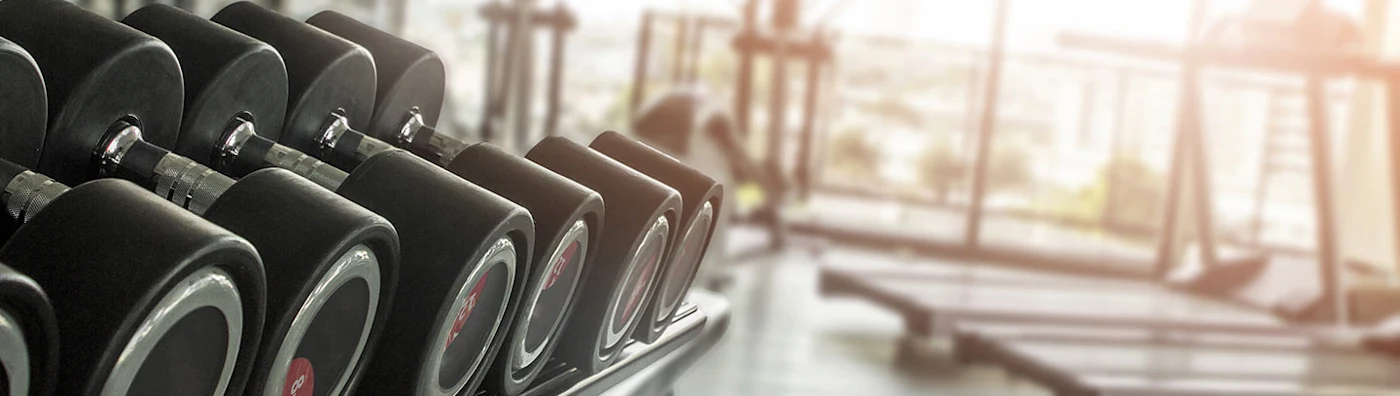 Weight rack at a gym