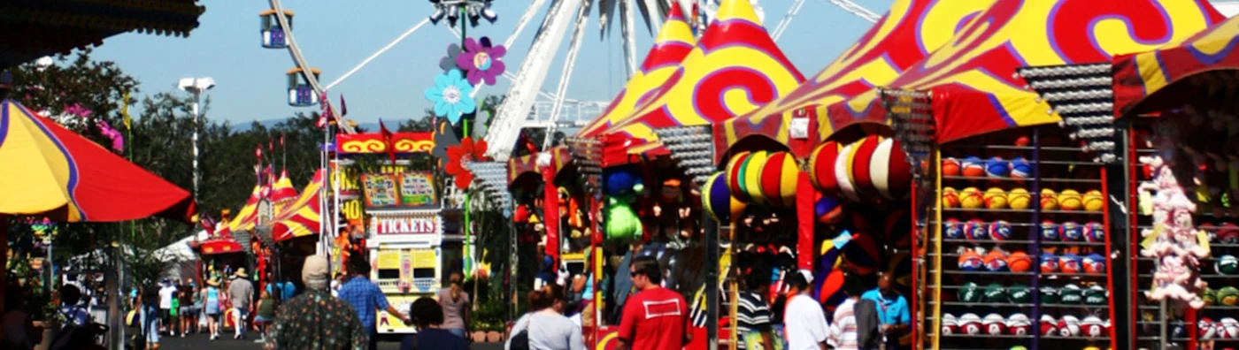 Fairground with ferris wheel