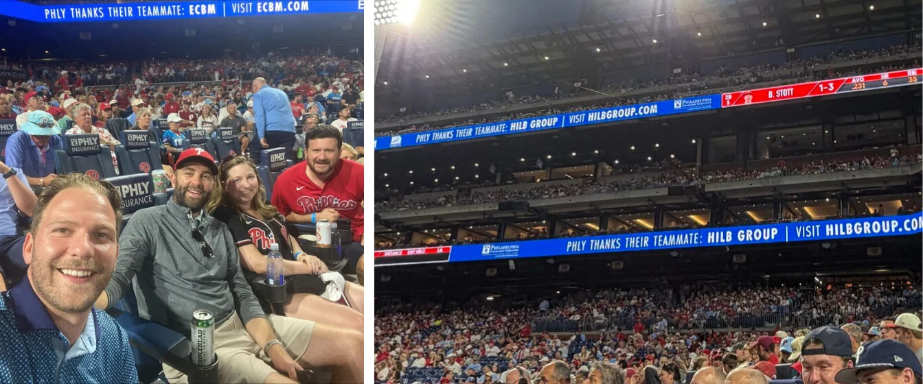 Signage at Citizens Bank Park shouting out PHLY agency teammates.